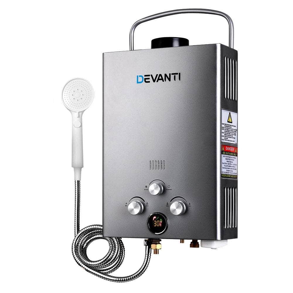 Devanti Outdoor Gas Hot Water Heater Portable Shower Camping LPG Caravan Pump
