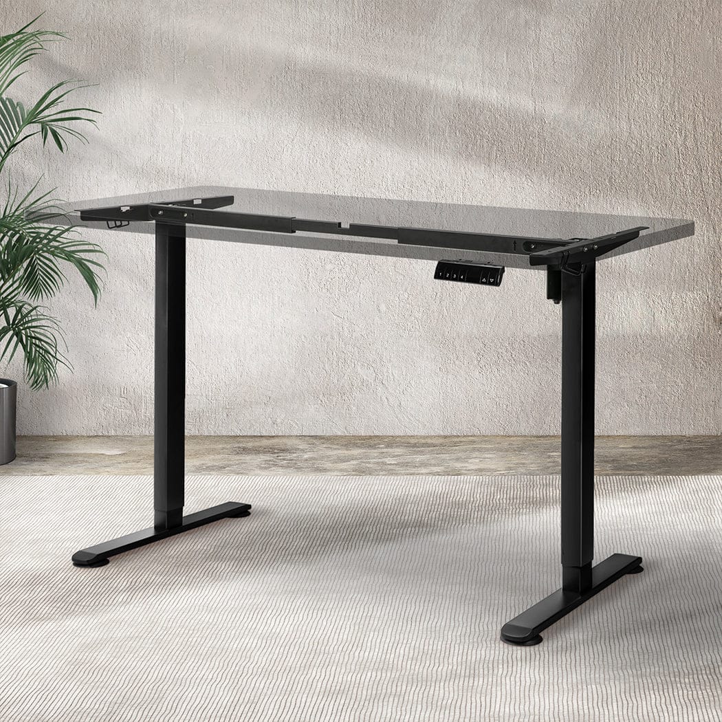 Single - Contemporary Motorised Standing Desk Frame Black Single Motor  Sleek