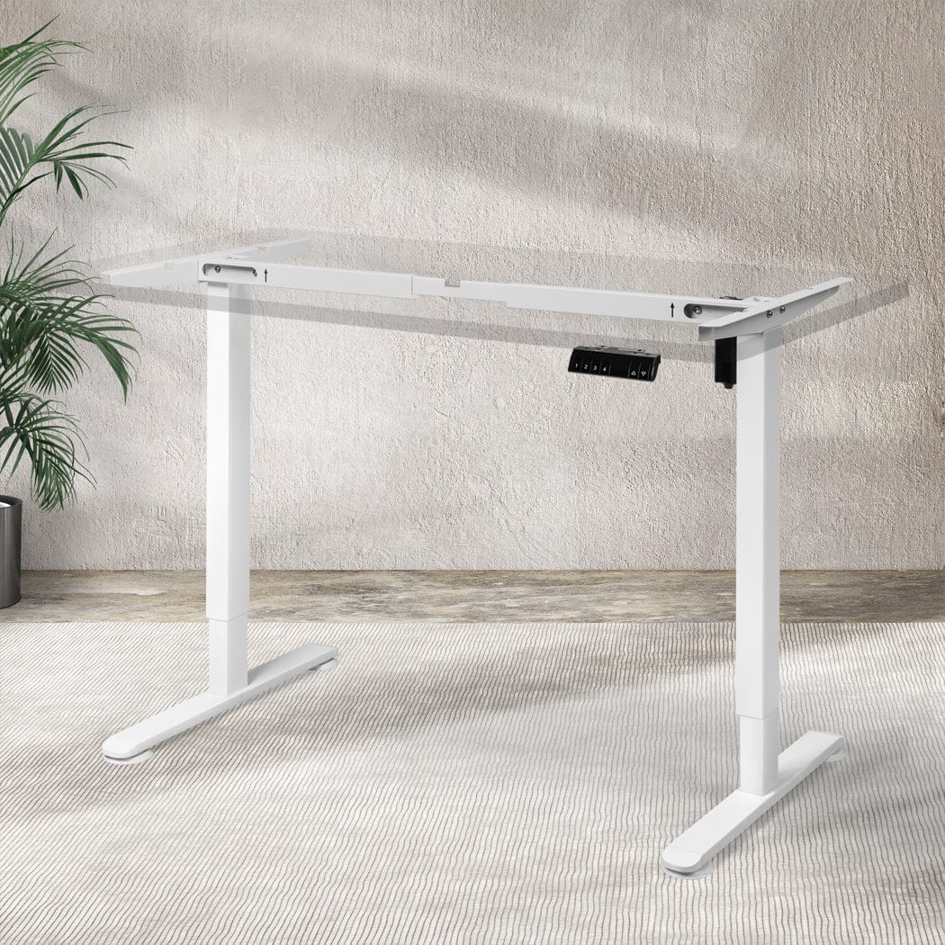 Single - Contemporary Motorised Standing Desk Frame White Single Motor  High