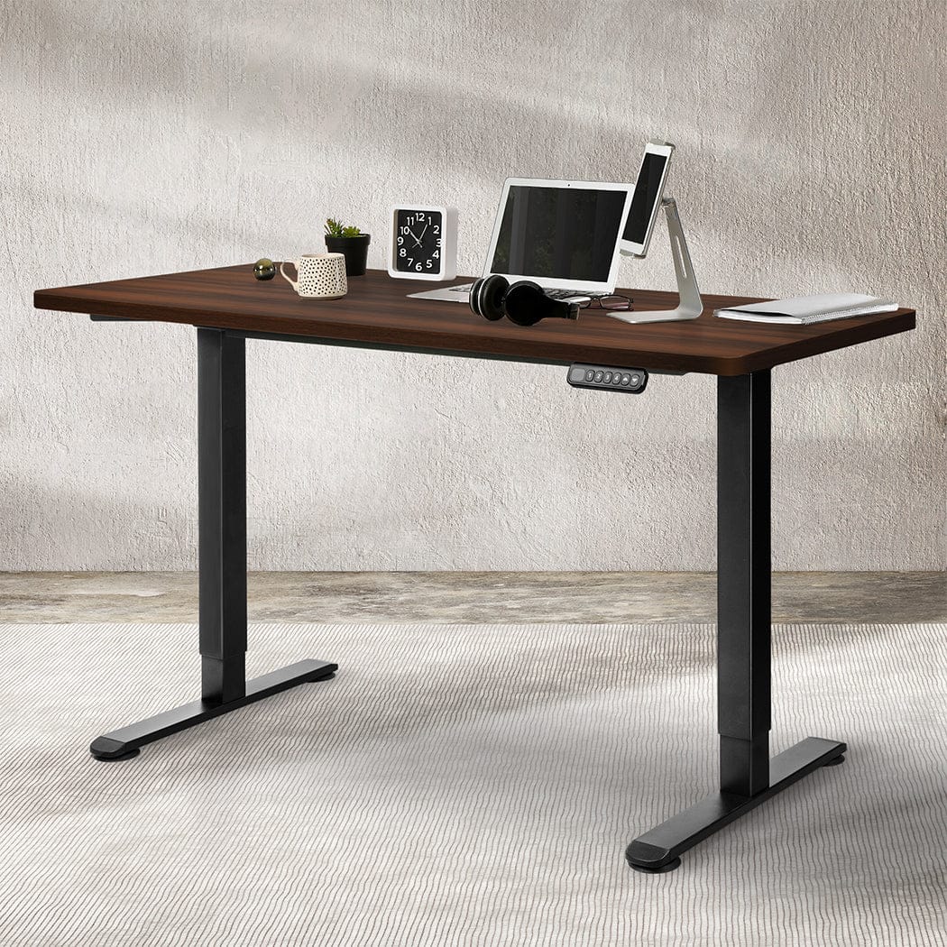 120Cm - Contemporary Motorised Standing Desk Adjustable 120cm Walnut 800x