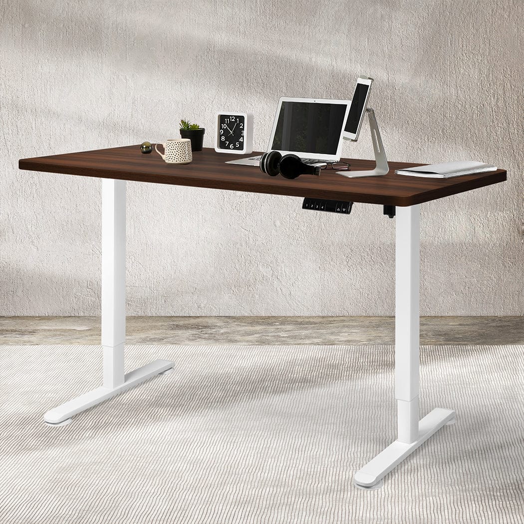 120Cm - Versatile Motorised Standing Desk Height 120cm Walnut 800x 1.5MM