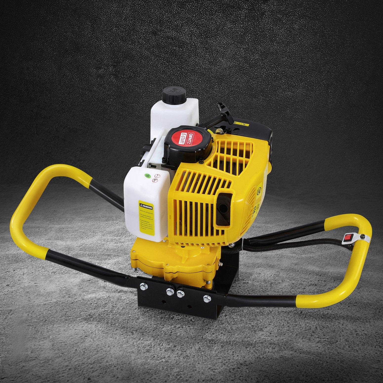 74Cc Post Hole Digger Motor Only Petrol Engine Yellow with Outdoor Power Equipment