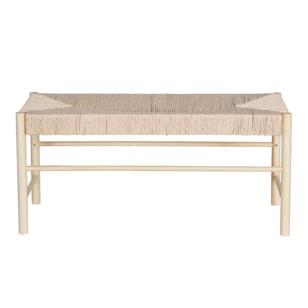 Dining Bench Paper Rope Seat Wooden Chair 100Cm