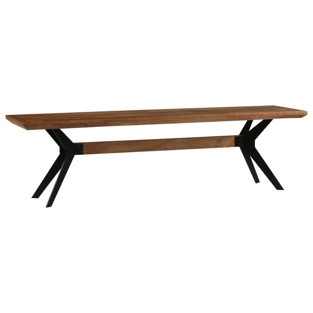 Dining Bench Solid Acacia Wood and Steel