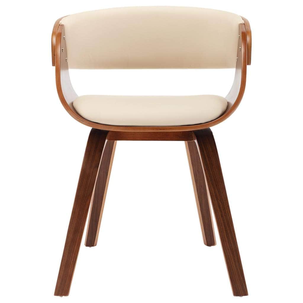Dining Chair Cream Bent Wood and Leather