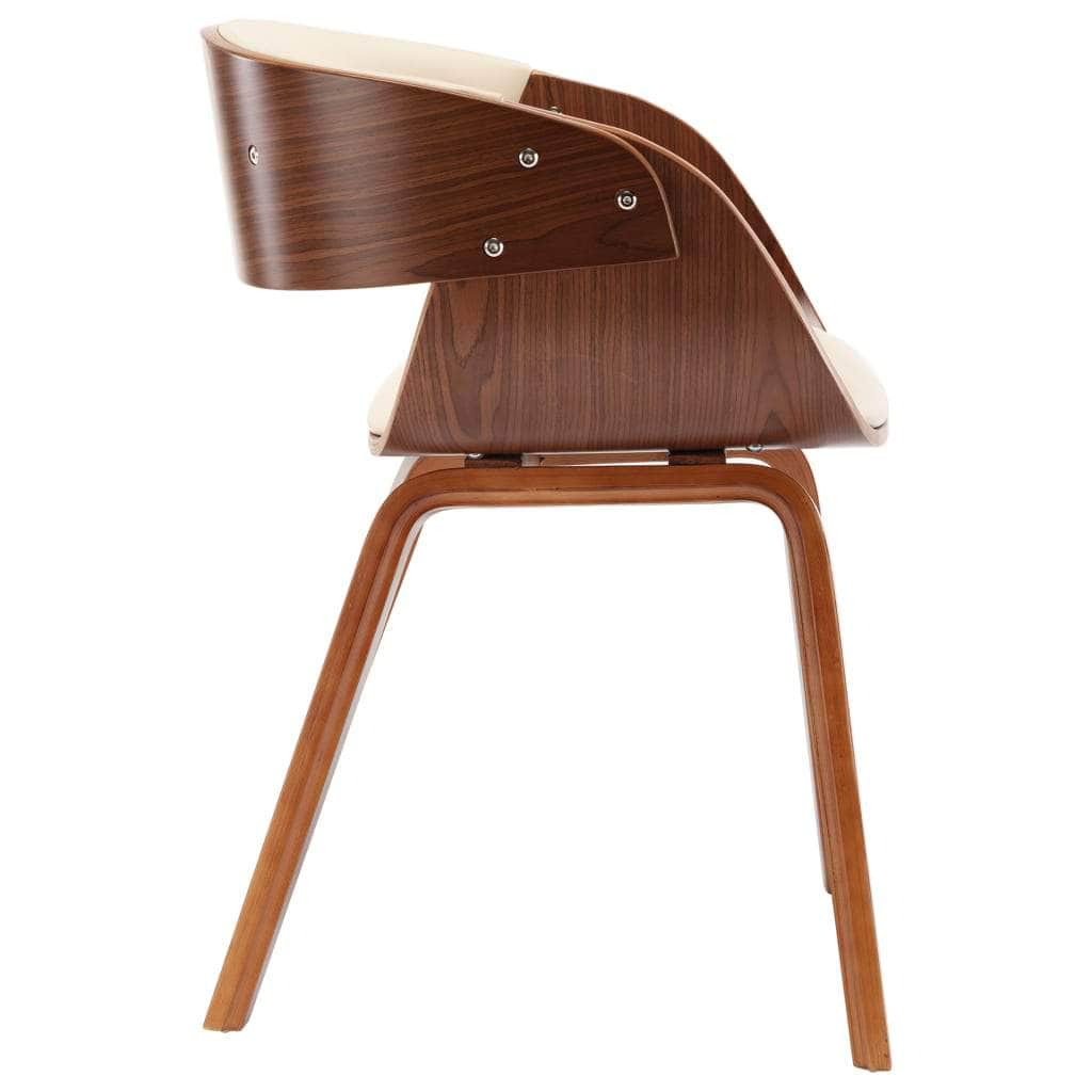 Dining Chair Cream Bent Wood and Leather