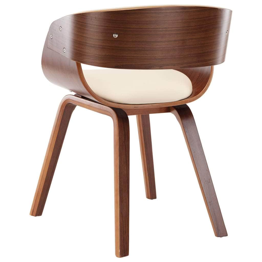 Dining Chair Cream Bent Wood and Leather