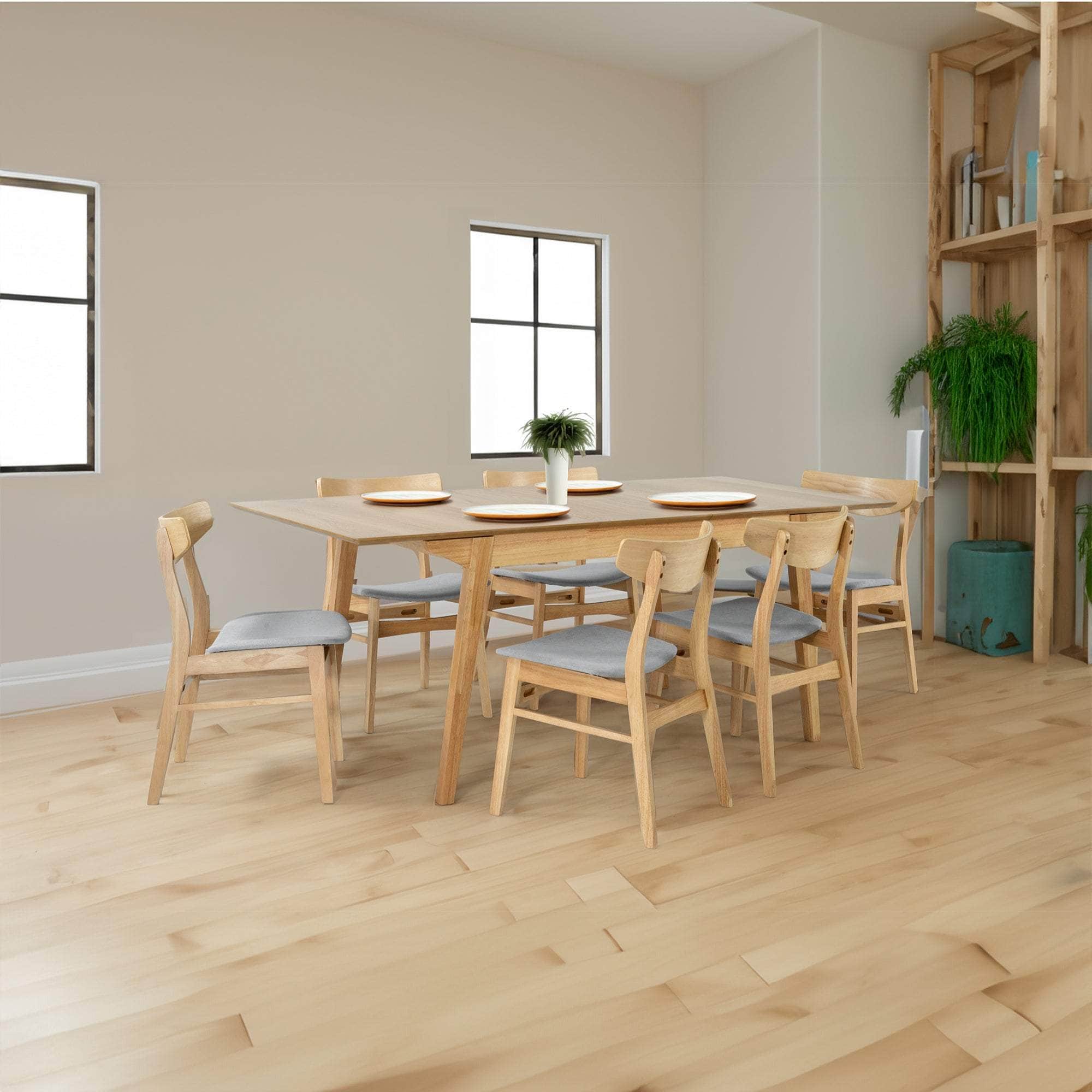 Dining Chair Fabric Seat Scandinavian Style Solid Rubberwood