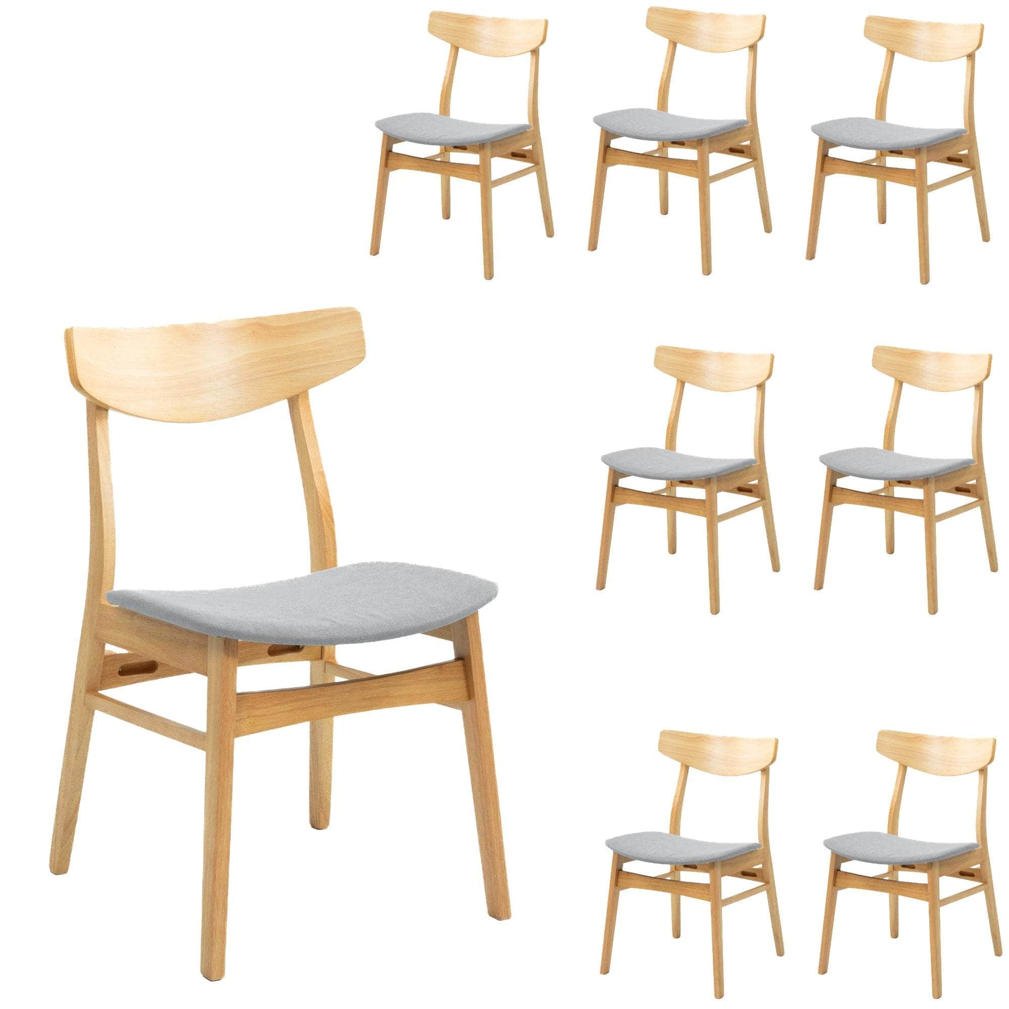 Dining Chair Fabric Seat Scandinavian Style Solid Rubberwood