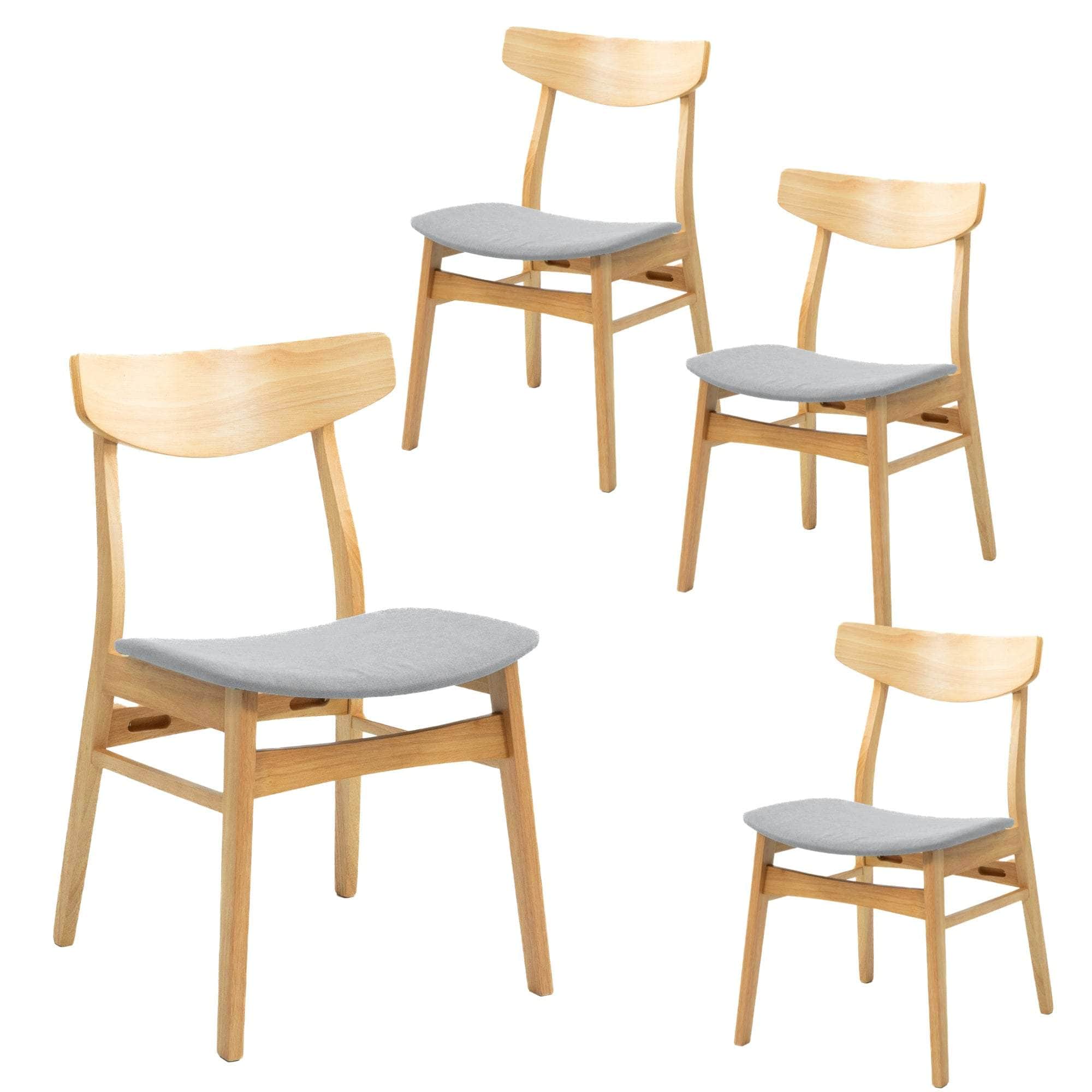 Dining Chair Fabric Seat Scandinavian Style Solid Rubberwood