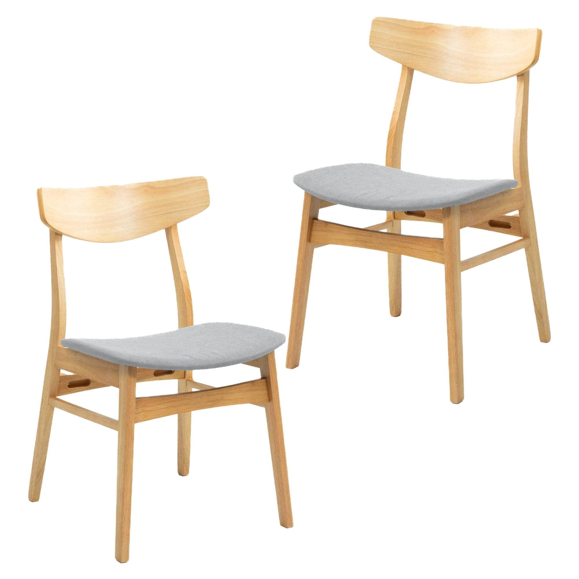 Dining Chair Fabric Seat Scandinavian Style Solid Rubberwood
