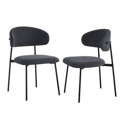 Dining Chair Linen Fabric Padded Seat Grey Modern Kitchen Furniture