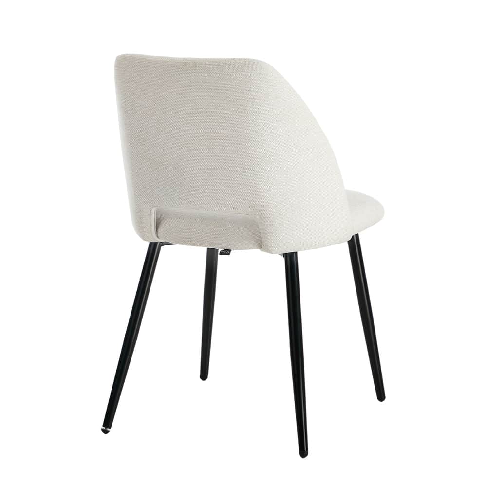 Dining Chair Set of 2 Beige/Grey Linen Fabric with Wraparound Padded Seat