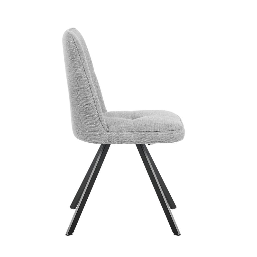 Dining Chair Set of 2 Green/Grey Linen Fabric Padded Seat Accent