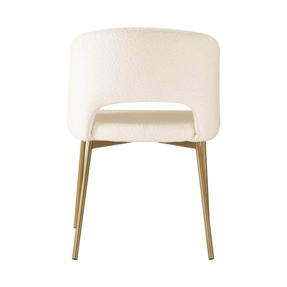Dining Chair Set of 2 Sherpa White and Gold