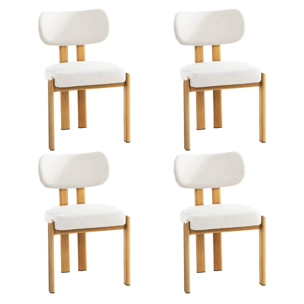 Dining Chair Set of 4,6,8 Beige Linen Fabric with Padded Foam Seat
