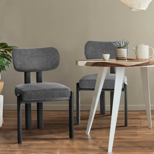 Dining Chair Set of 4,6,8 Grey Linen Fabric with Padded Foam Seat | Linen finish