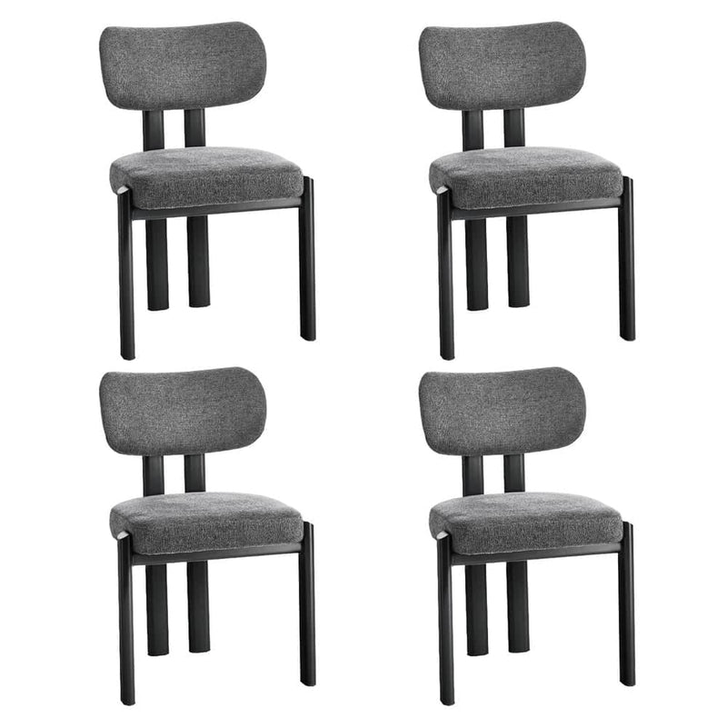 Dining Chair Set of Grey Linen Fabric Padded Foam Seat
