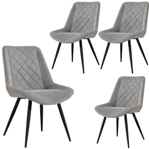 Dining Chair Set Of 4/6 Fabric Seat With Metal Frame - Granite