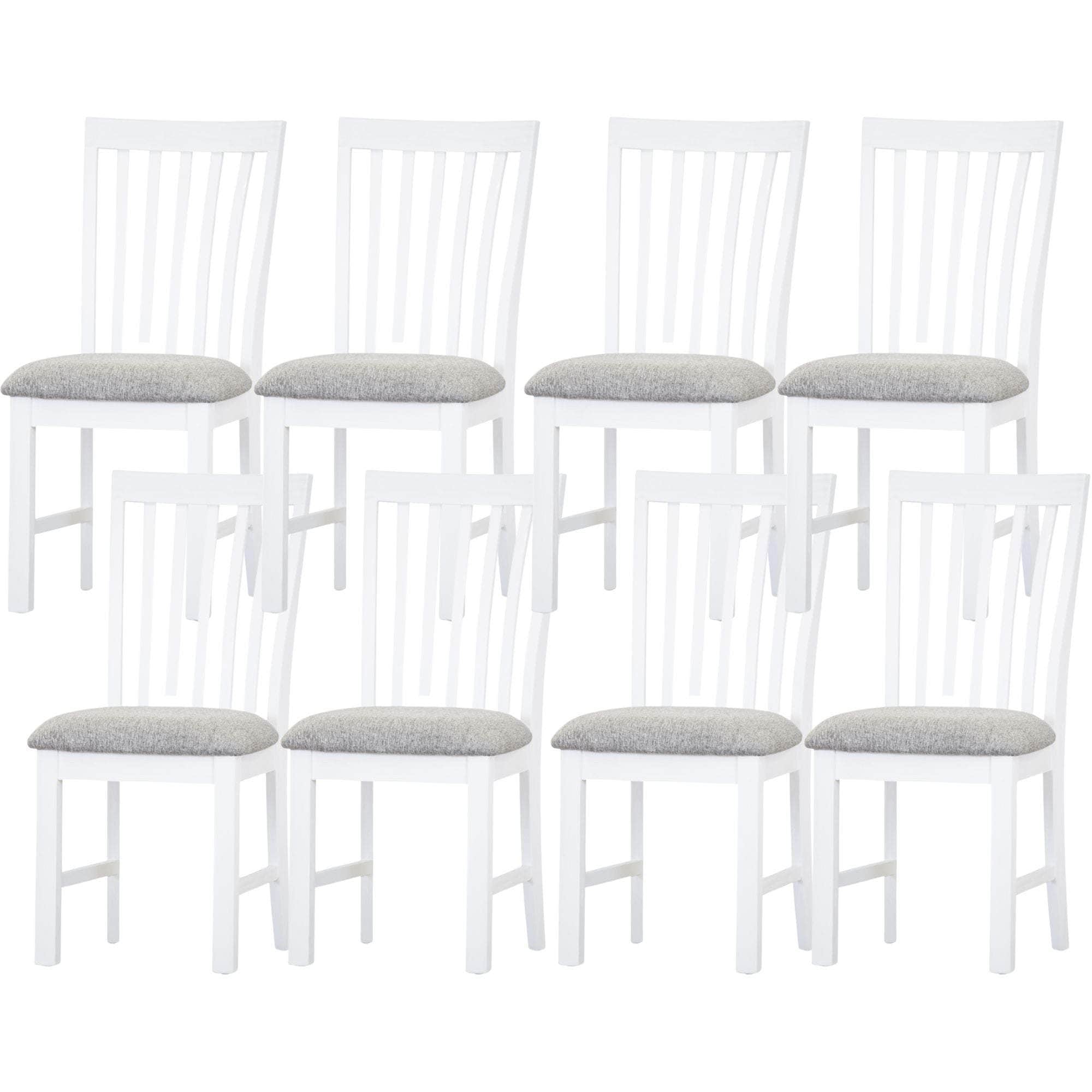 Dining Chair Set Of 8 Solid Acacia Timber Wood Coastal Furniture - White