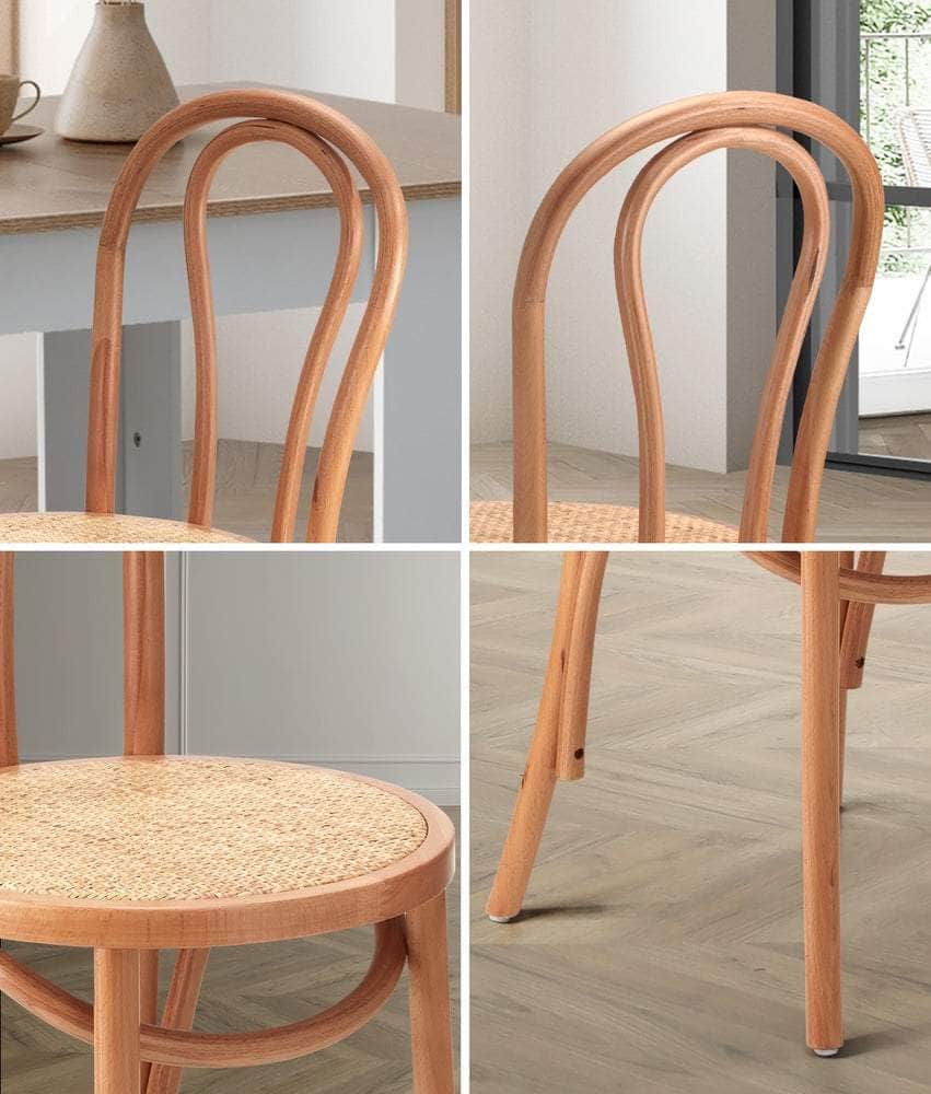 Wooden finish - Dining Chair Solid Wooden Chairs Ratan Seat Beige