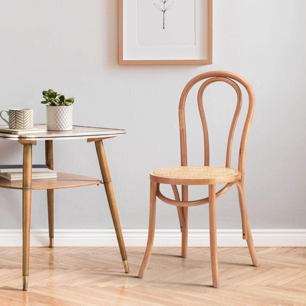 Dining Chair Solid Wooden Chairs Ratan Seat Beige