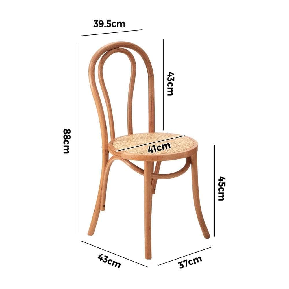 Dining Chair Solid Wooden Chairs Ratan Seat Beige