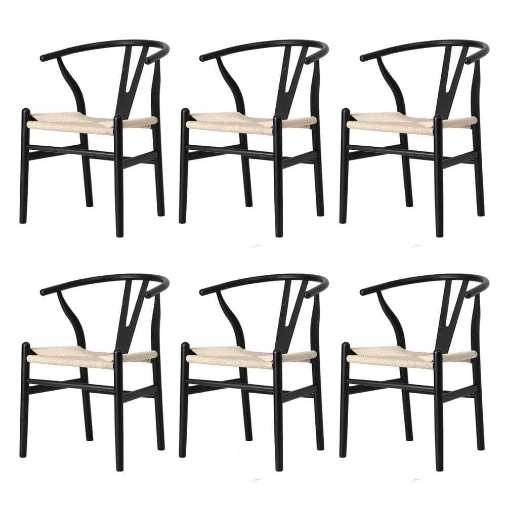 Dining Chair Wooden Hans Wegner Wishbone Black/Natural