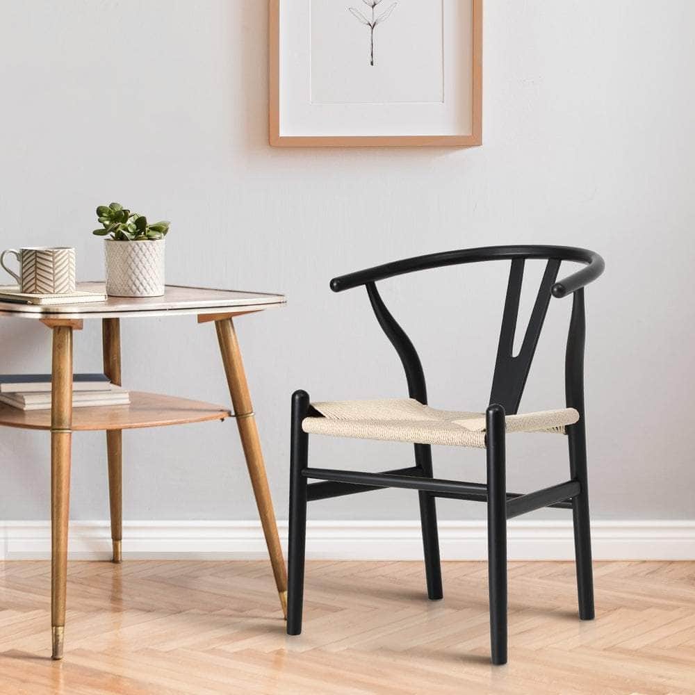 Dining Chair Wooden Hans Wegner Wishbone Black/Natural