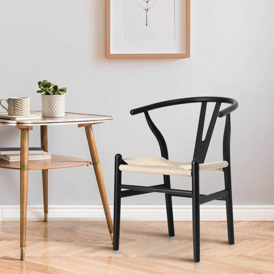Wooden finish - Dining Chair Wooden Hans Wegner Wishbone Black/Natural