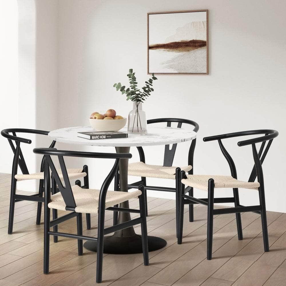 Dining Chair Wooden Hans Wegner Wishbone Black/Natural