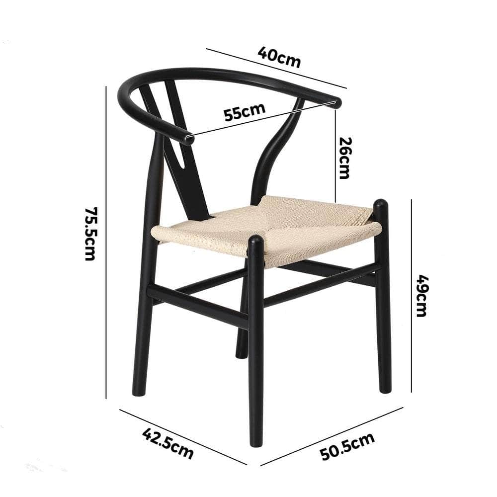 Dining Chair Wooden Hans Wegner Wishbone Black/Natural
