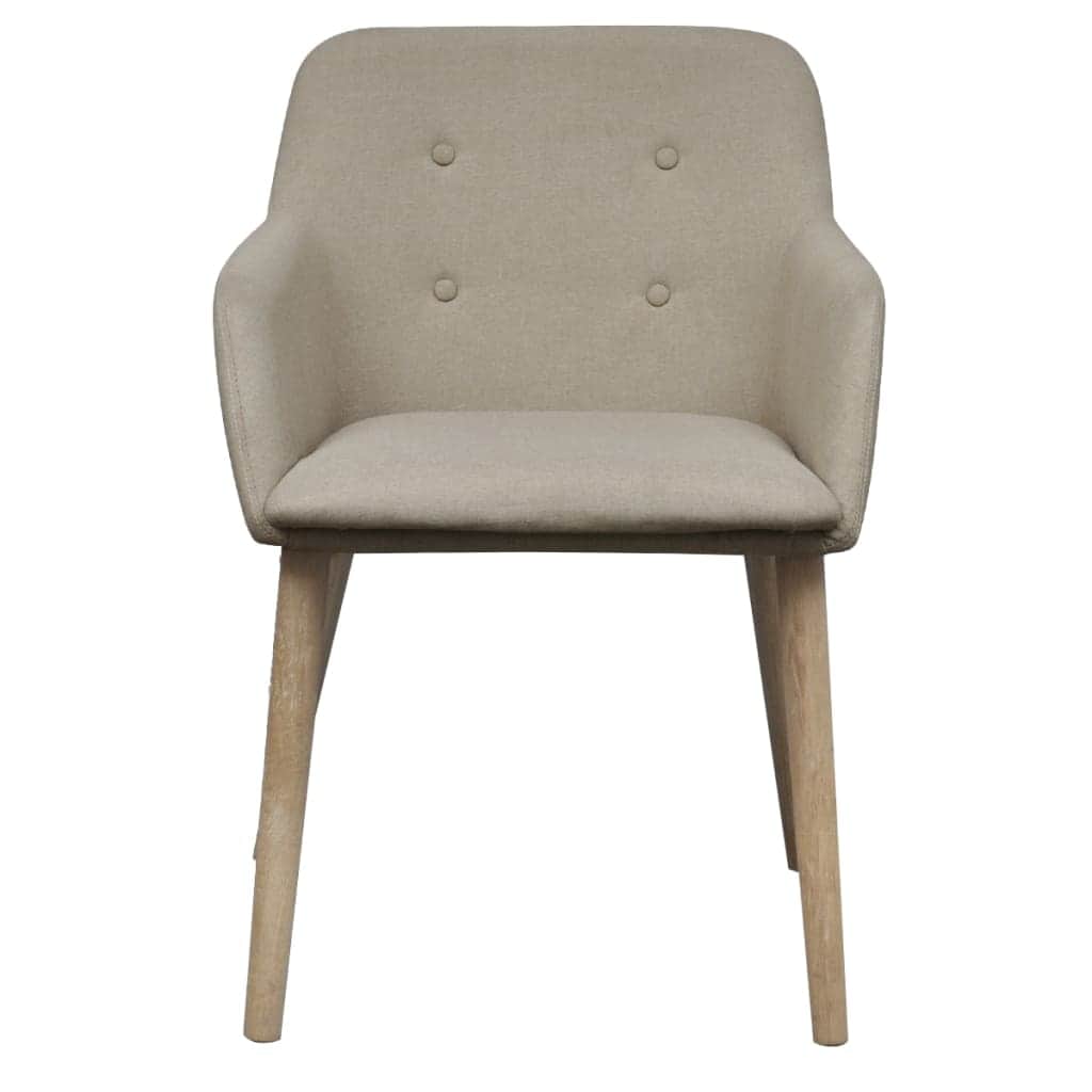Dining Chairs 2 pcs Beige Fabric and Solid Oak Wood