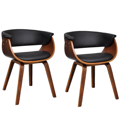 Dining Chairs 2 pcs Bent Wood and Leather