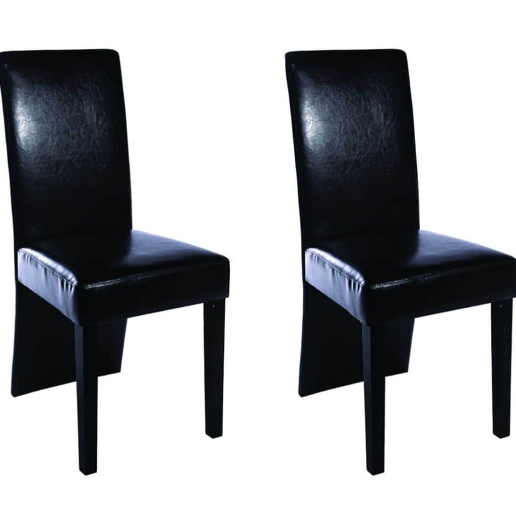 Dining Chairs 2 pcs Black Leather
