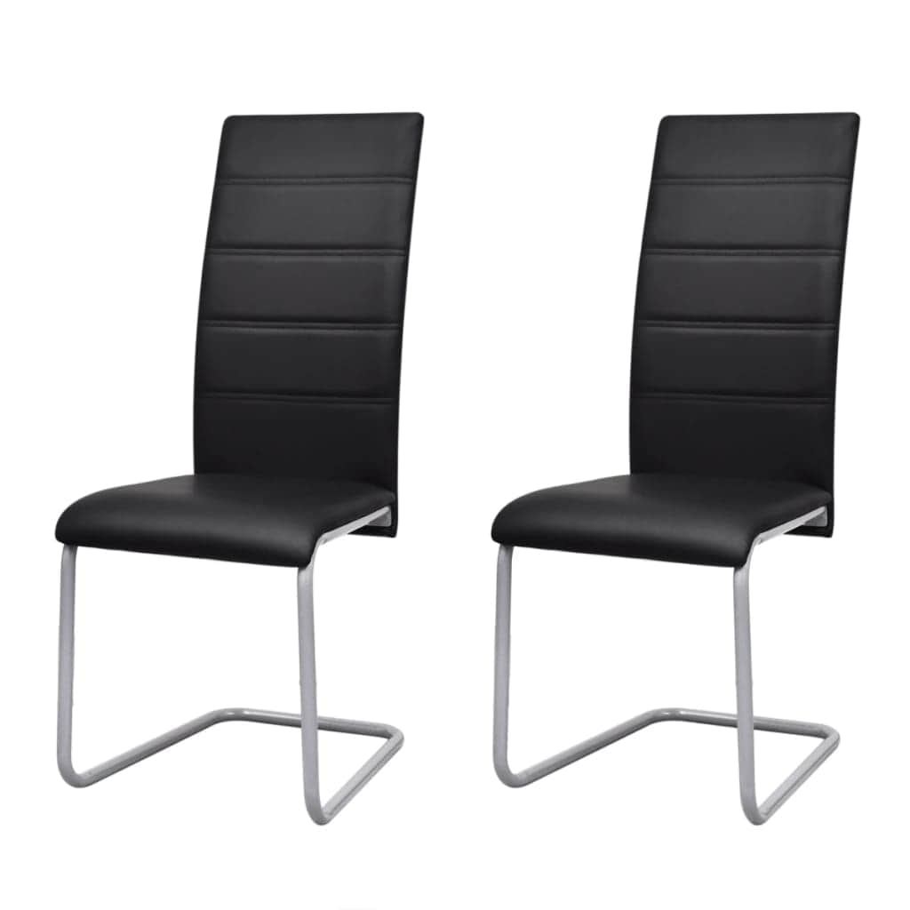 Dining Chairs 2 pcs Black Leather