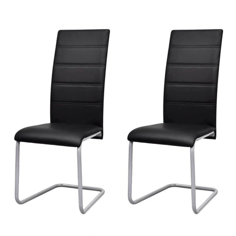 Dining Chairs 2 pcs Black Leather