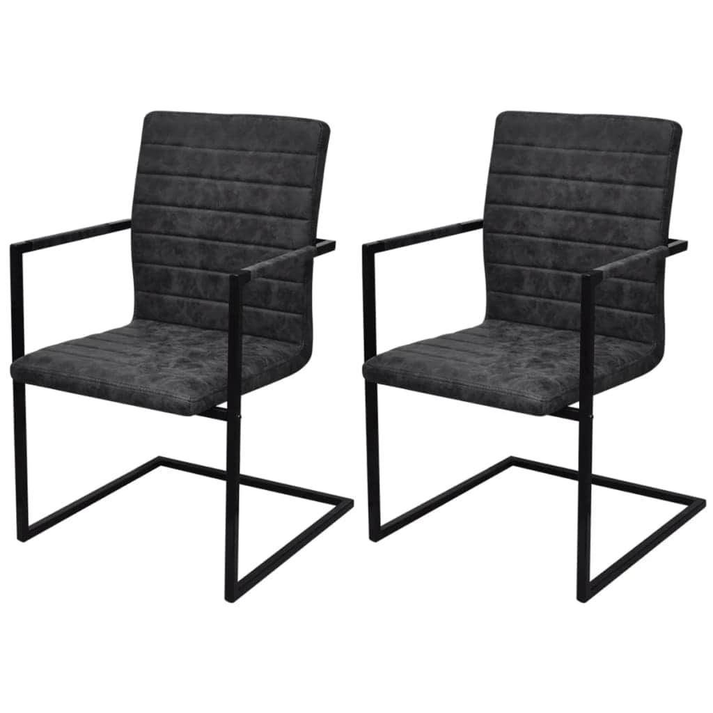 Dining Chairs 2 pcs Black Leather