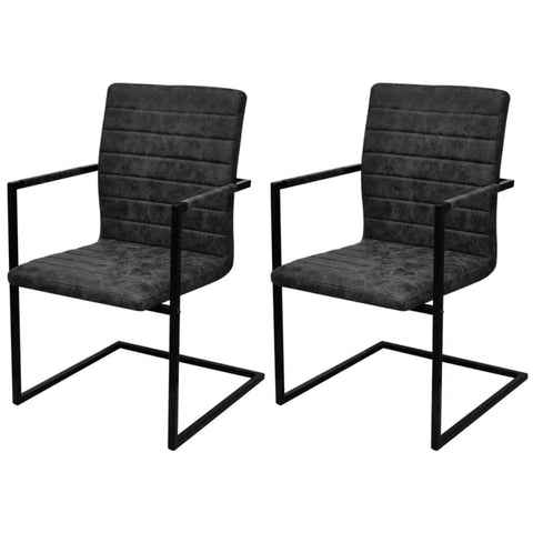 Dining Chairs 2 pcs Black Leather