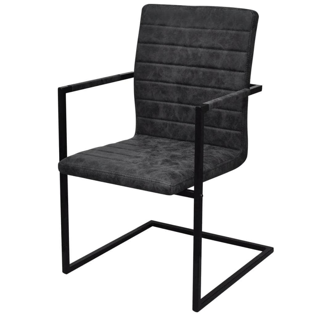 Dining Chairs 2 pcs Black Leather