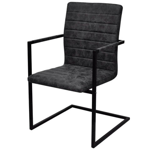 Dining Chairs 2 pcs Black Leather