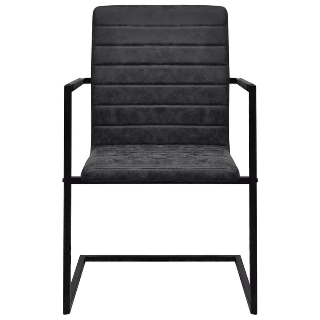 Dining Chairs 2 pcs Black Leather