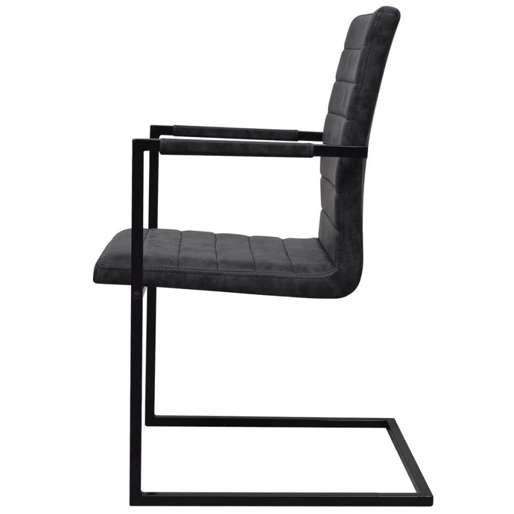 Dining Chairs 2 pcs Black Leather