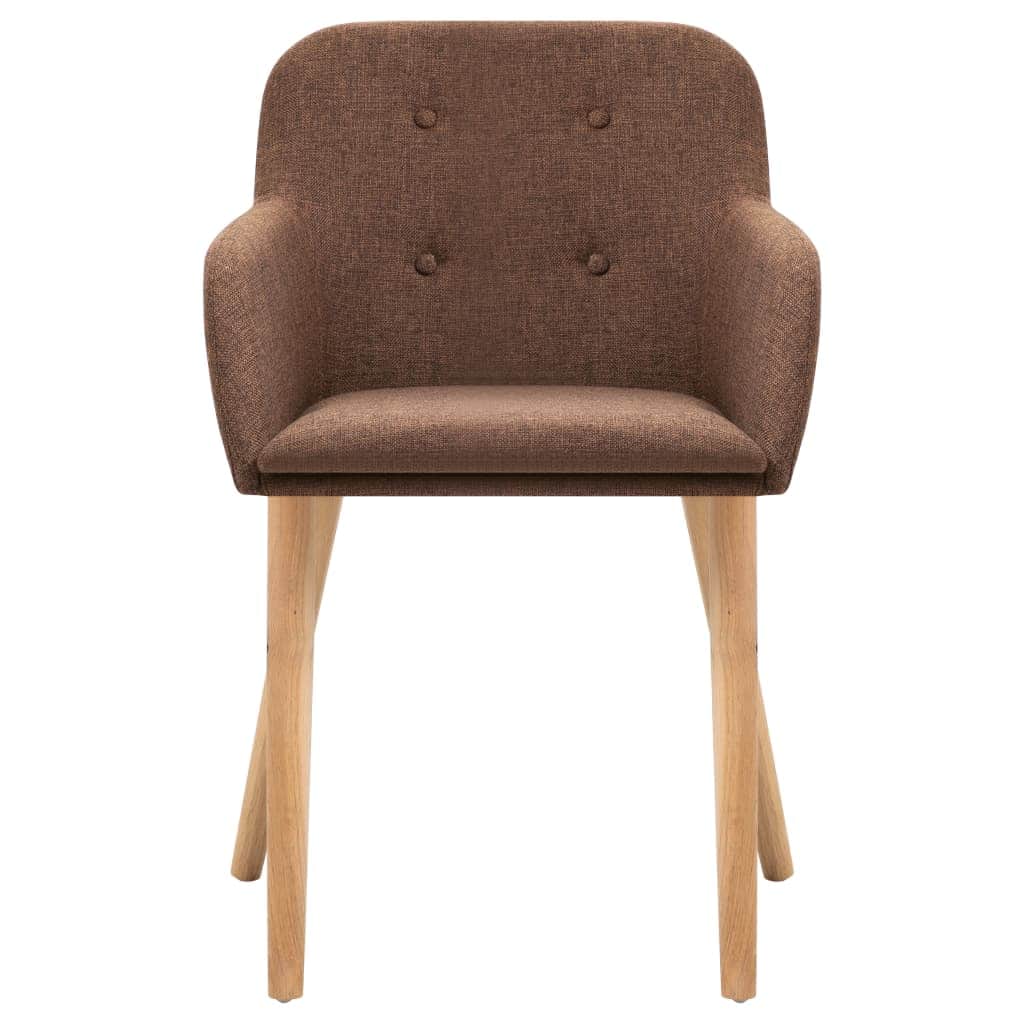 Dining Chairs 2 pcs Brown Fabric and Solid Oak Wood