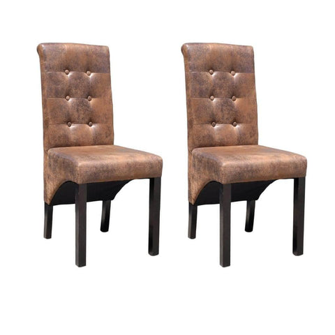 Dining Chairs 2 pcs Brown Leather