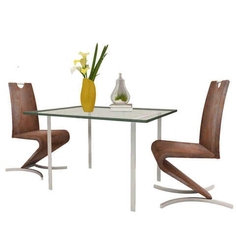 Dining Chairs 2 pcs Brown Leather