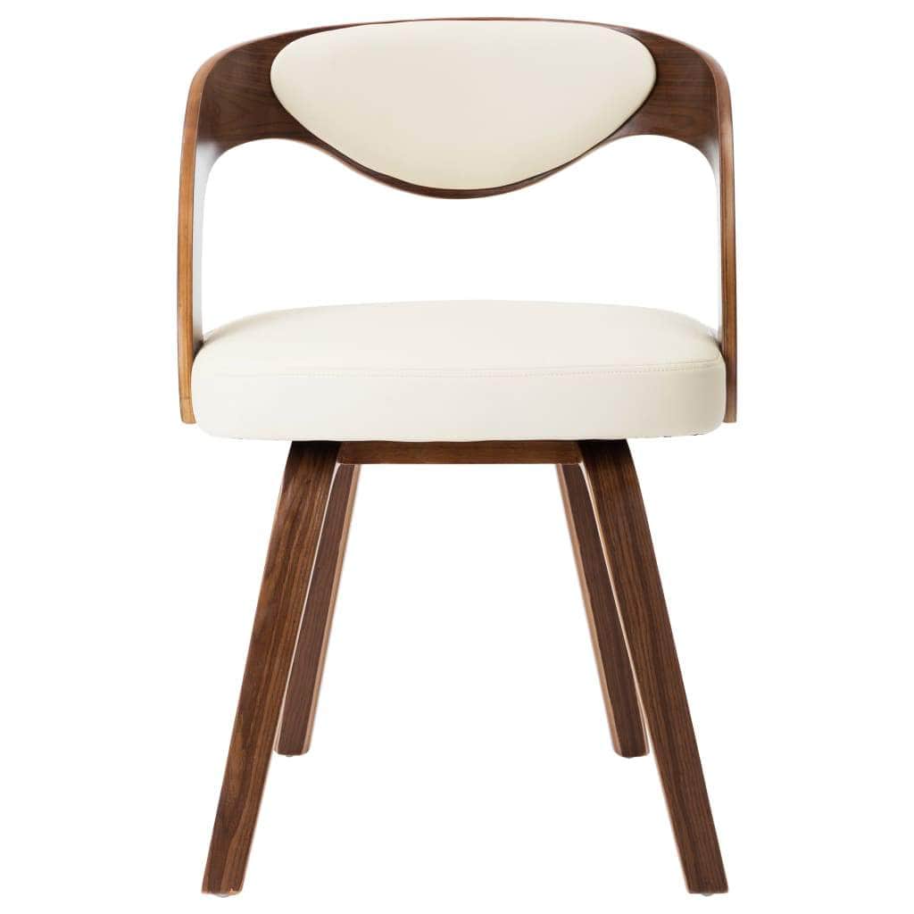 Dining Chairs 2 pcs Cream Bent Wood and Leather