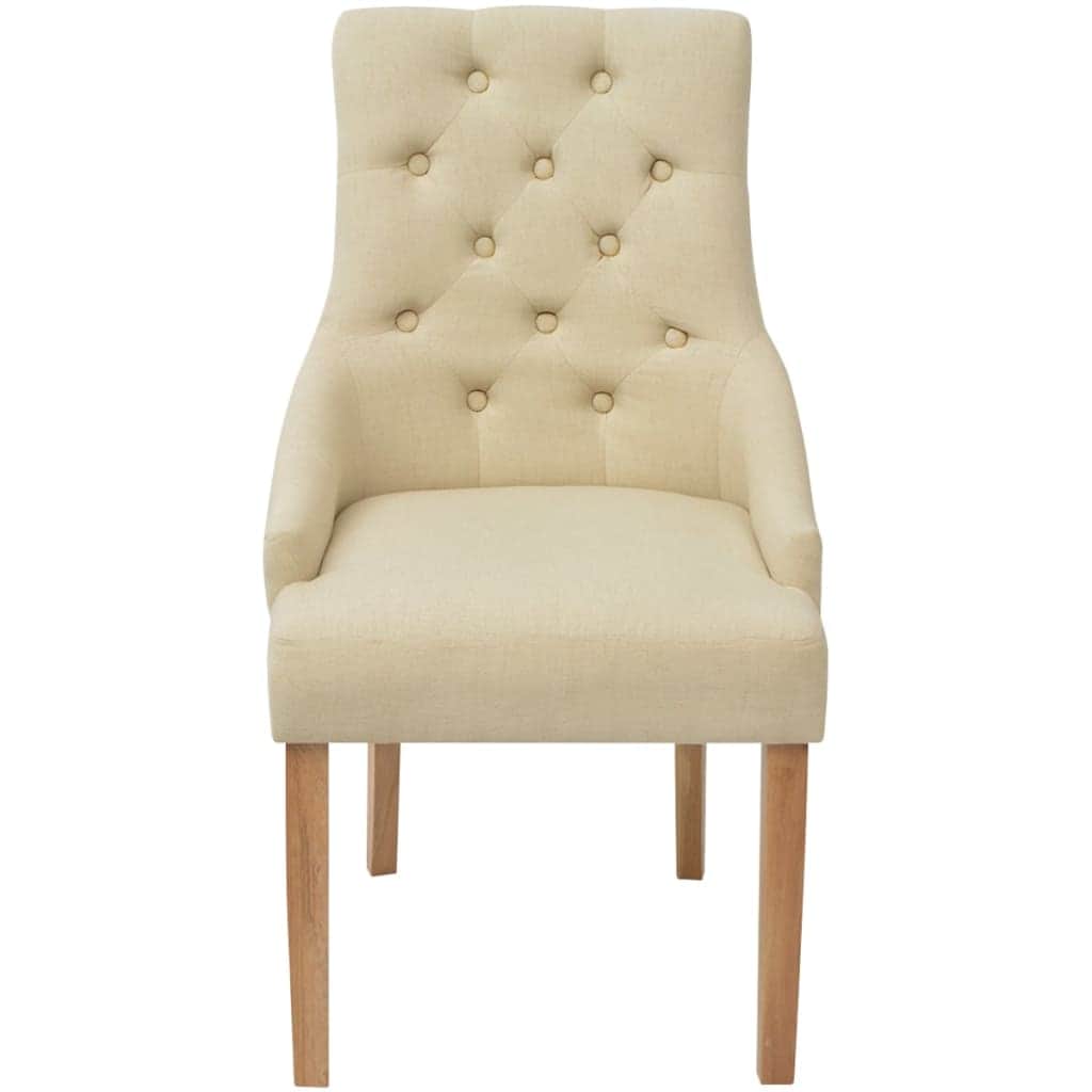 Dining Chairs 2 pcs Cream Fabric