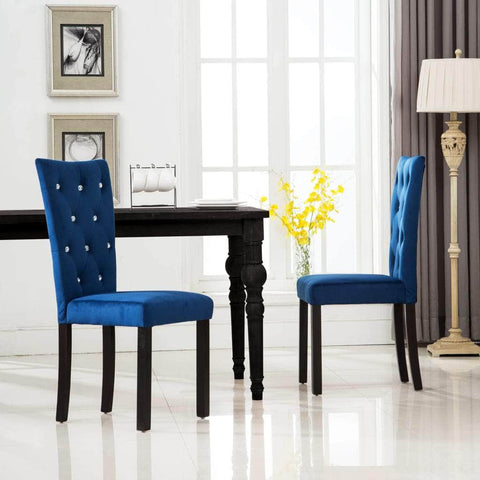Dining Chairs 2 pcs Dark Blue Velvet