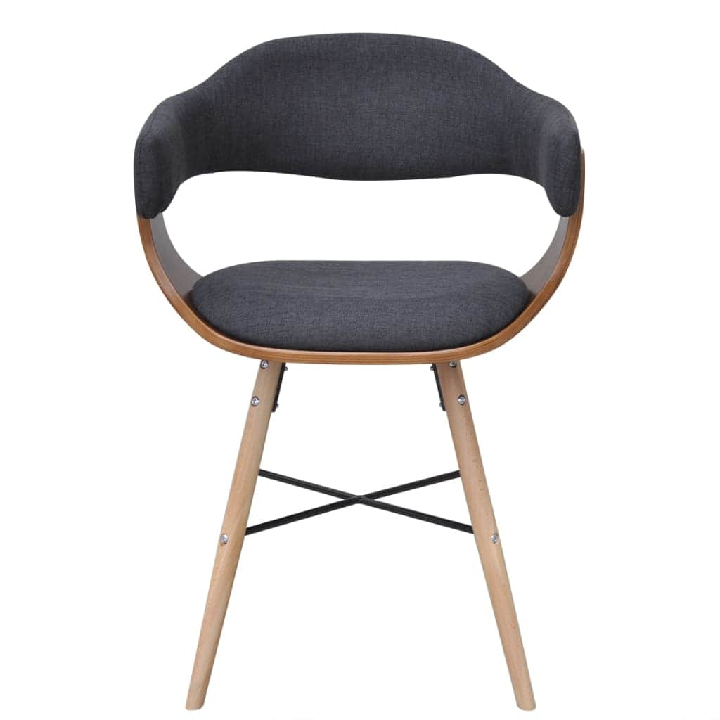 Dining Chairs 2 pcs Dark Grey Bent Wood and Fabric
